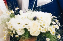 svatební kytice heřmánek&bodlák
