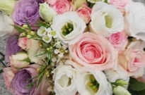 svatební kytice růžová fialová