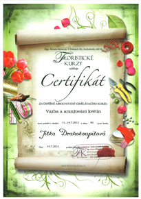 Certifikát Vazba a aranžování květin